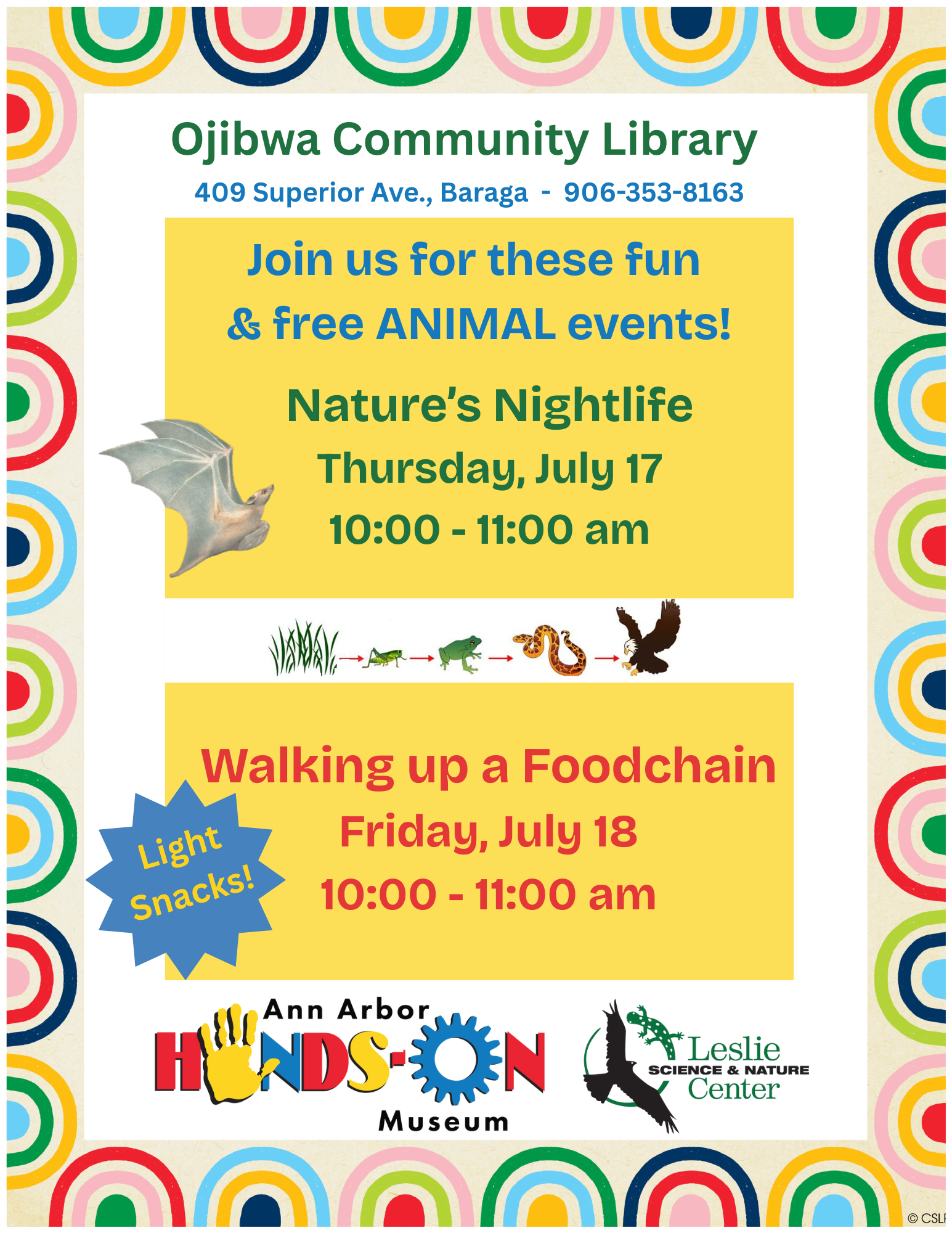 Ojibwa Community Library Nature's Nightlife event notice