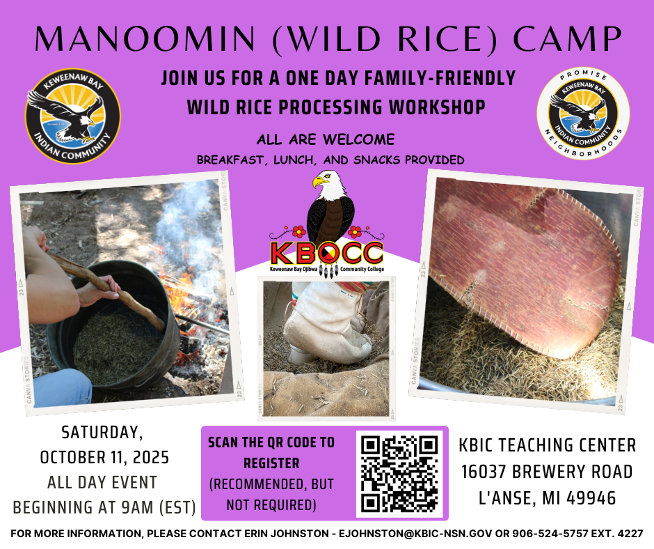 Manoomin Wild Rice Camp notice