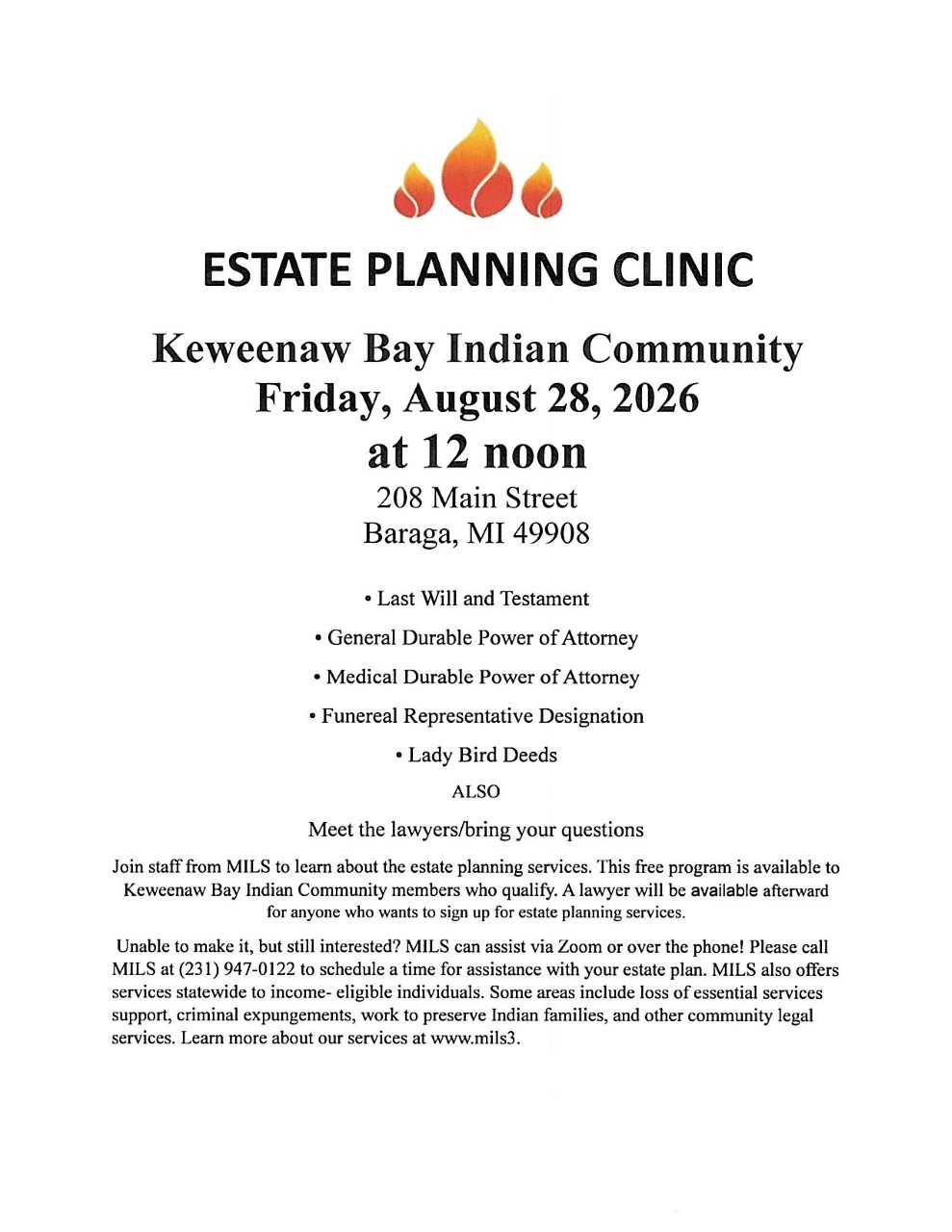 Estate Planning Clinic notice