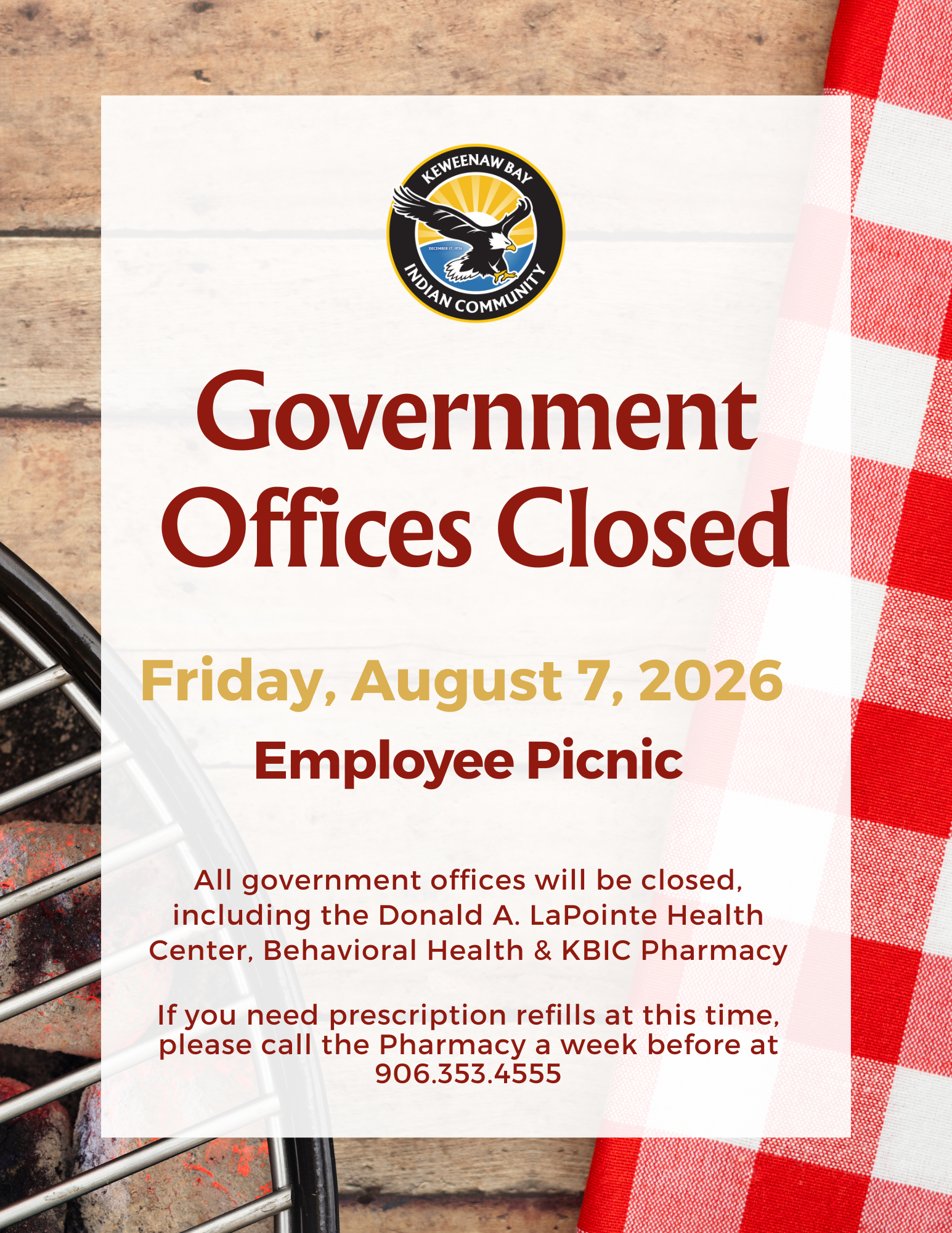 Government Offices Closed notice for Employee Picnic
