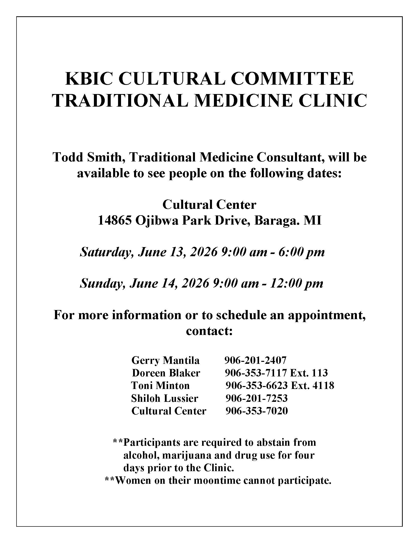 Traditional Medicine Clinic June 2026