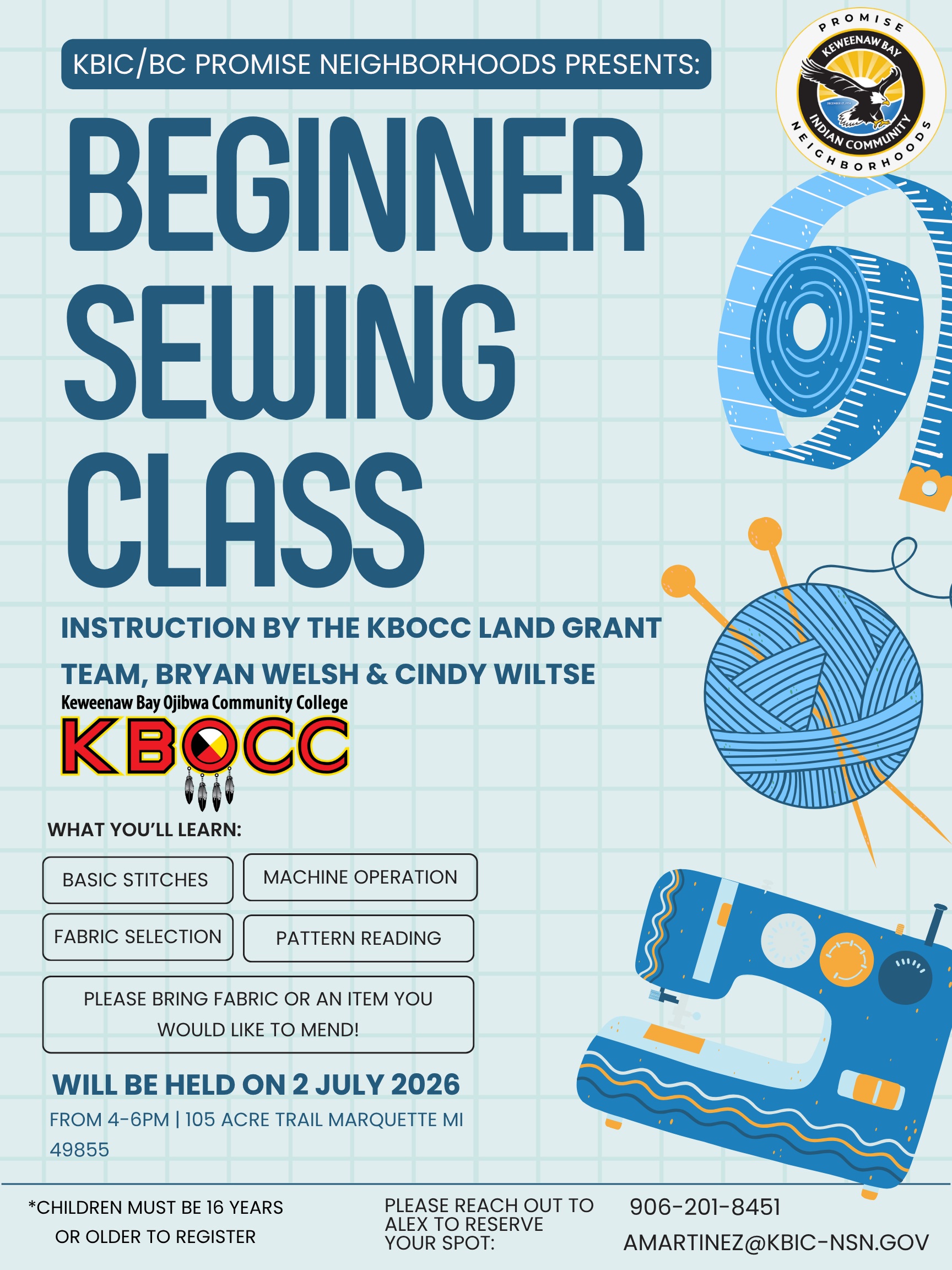 Beginner Sewing Class notice