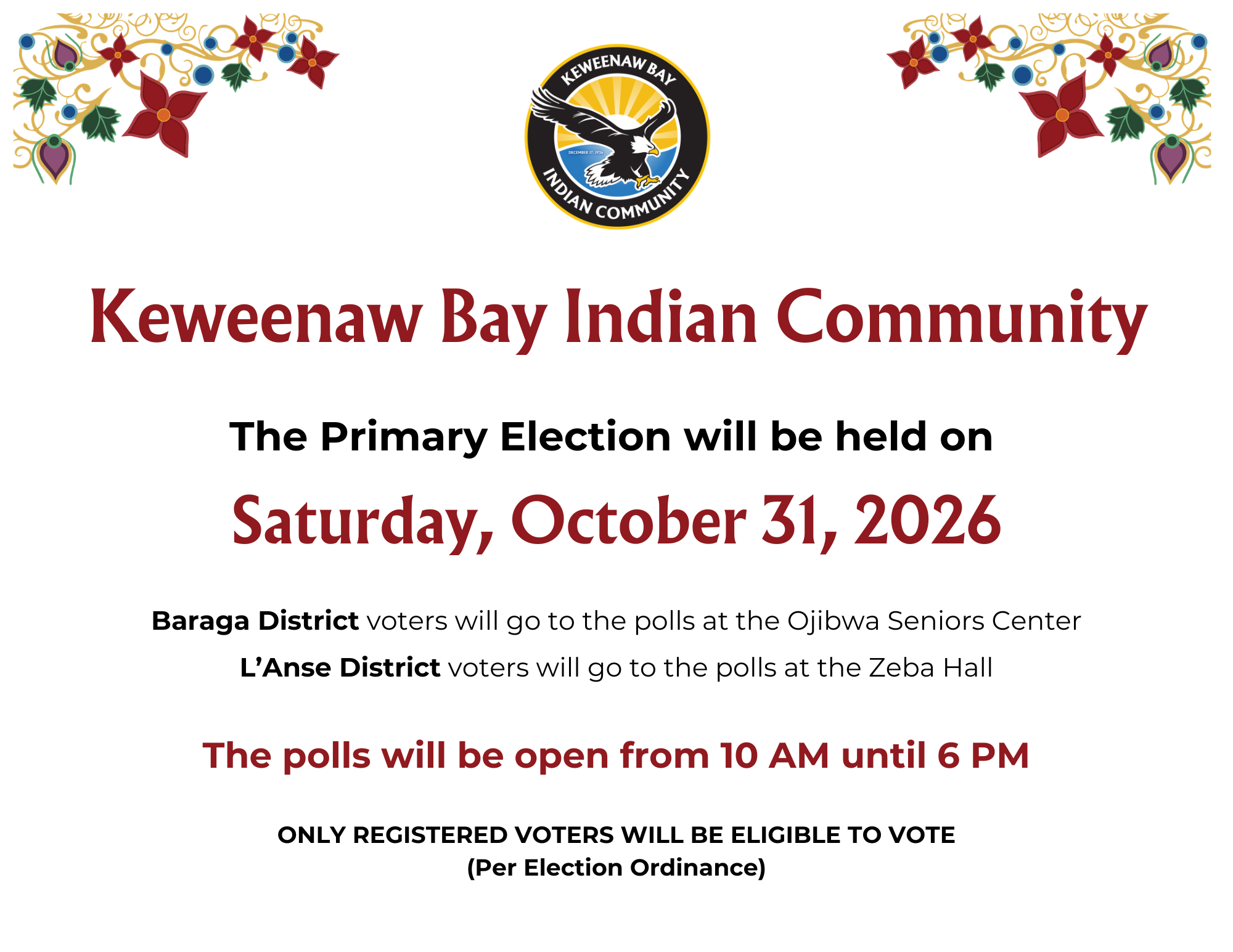 KBIC Primary Election notice