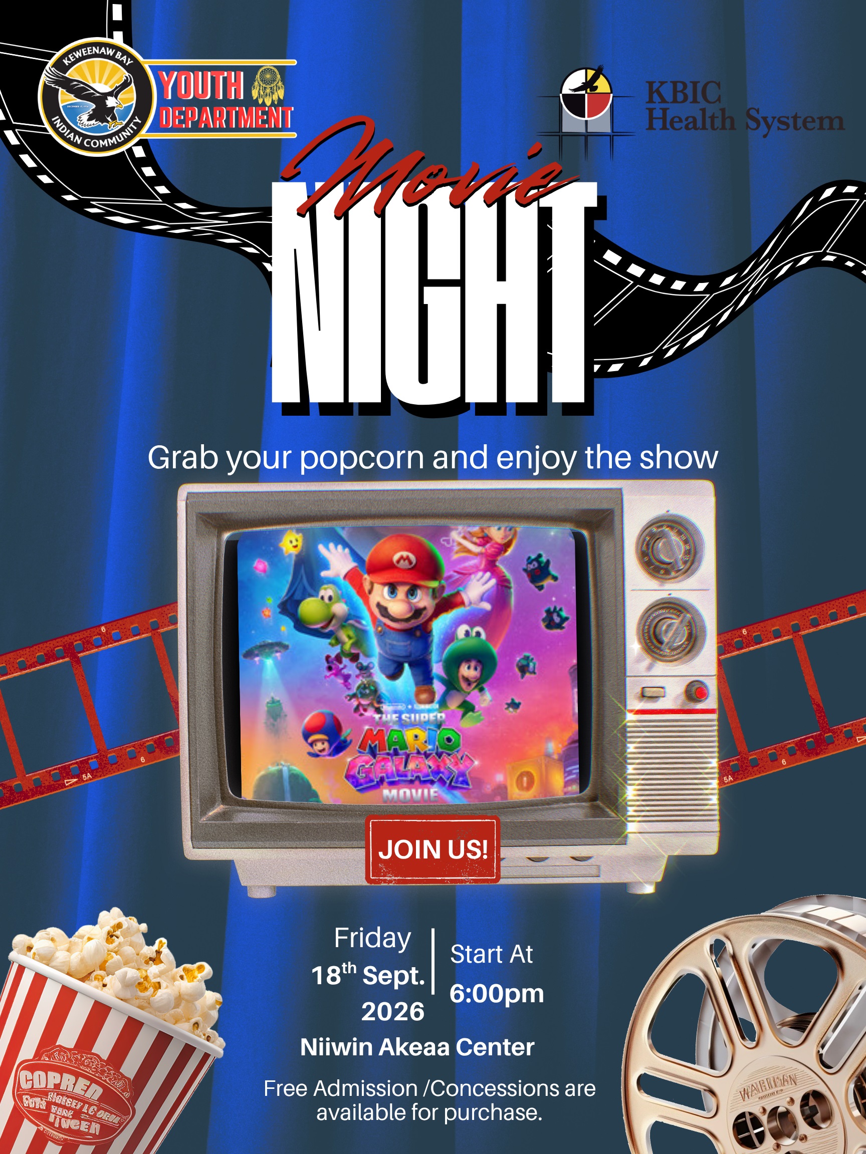 Blue Vintage Cinematic Movie Night Poster (1)