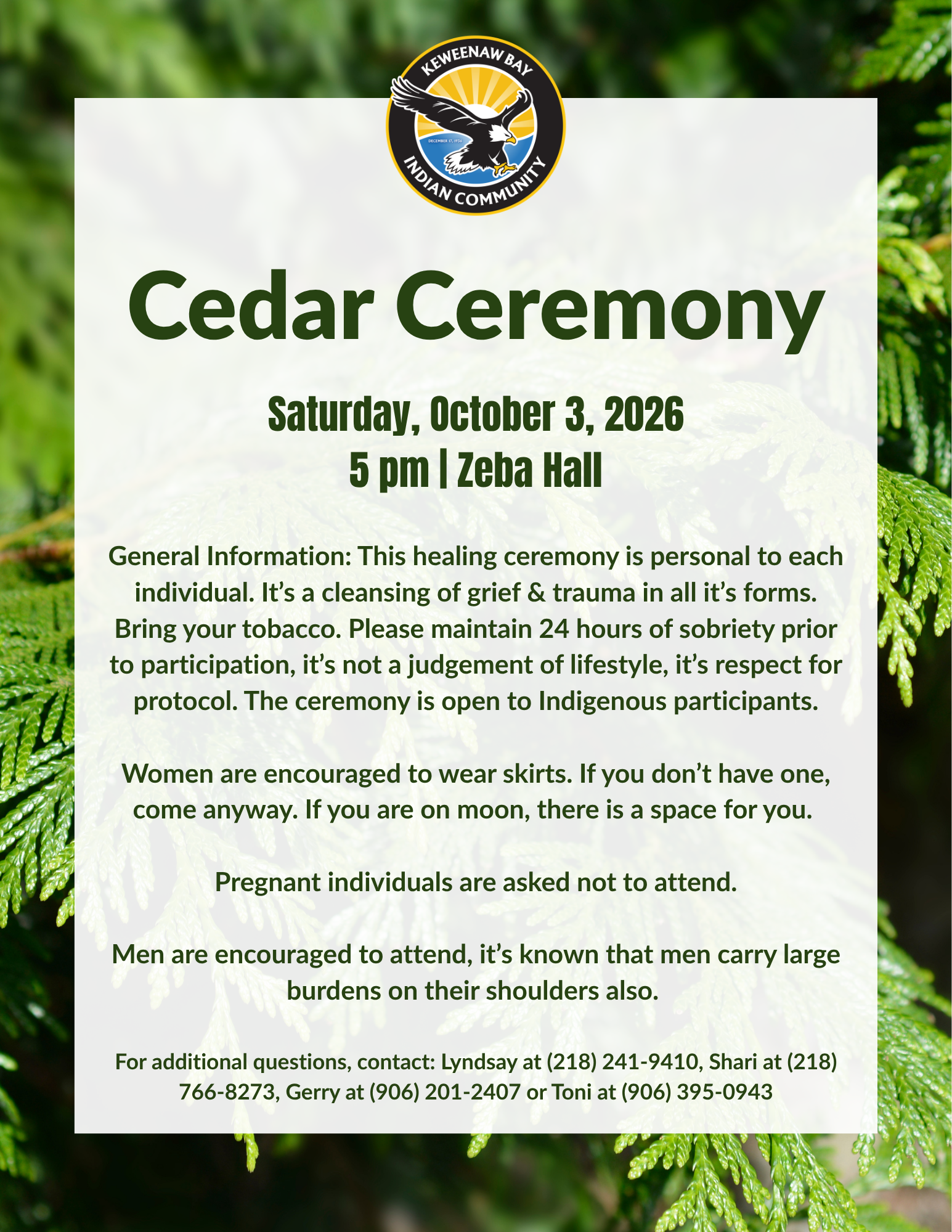 Cedar Ceremony