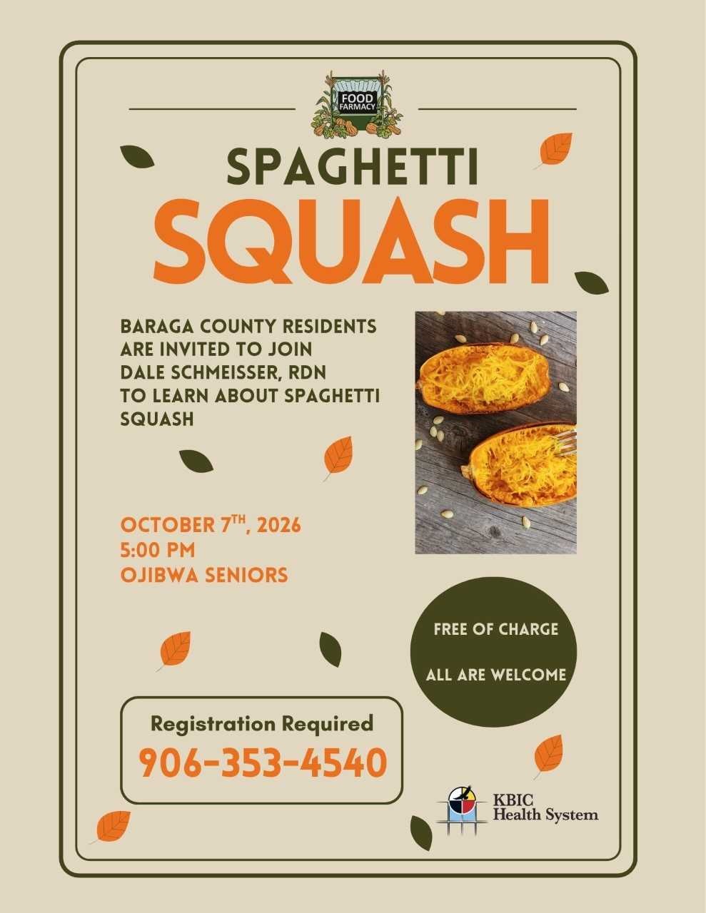 Spaghetti Squash learning event notice